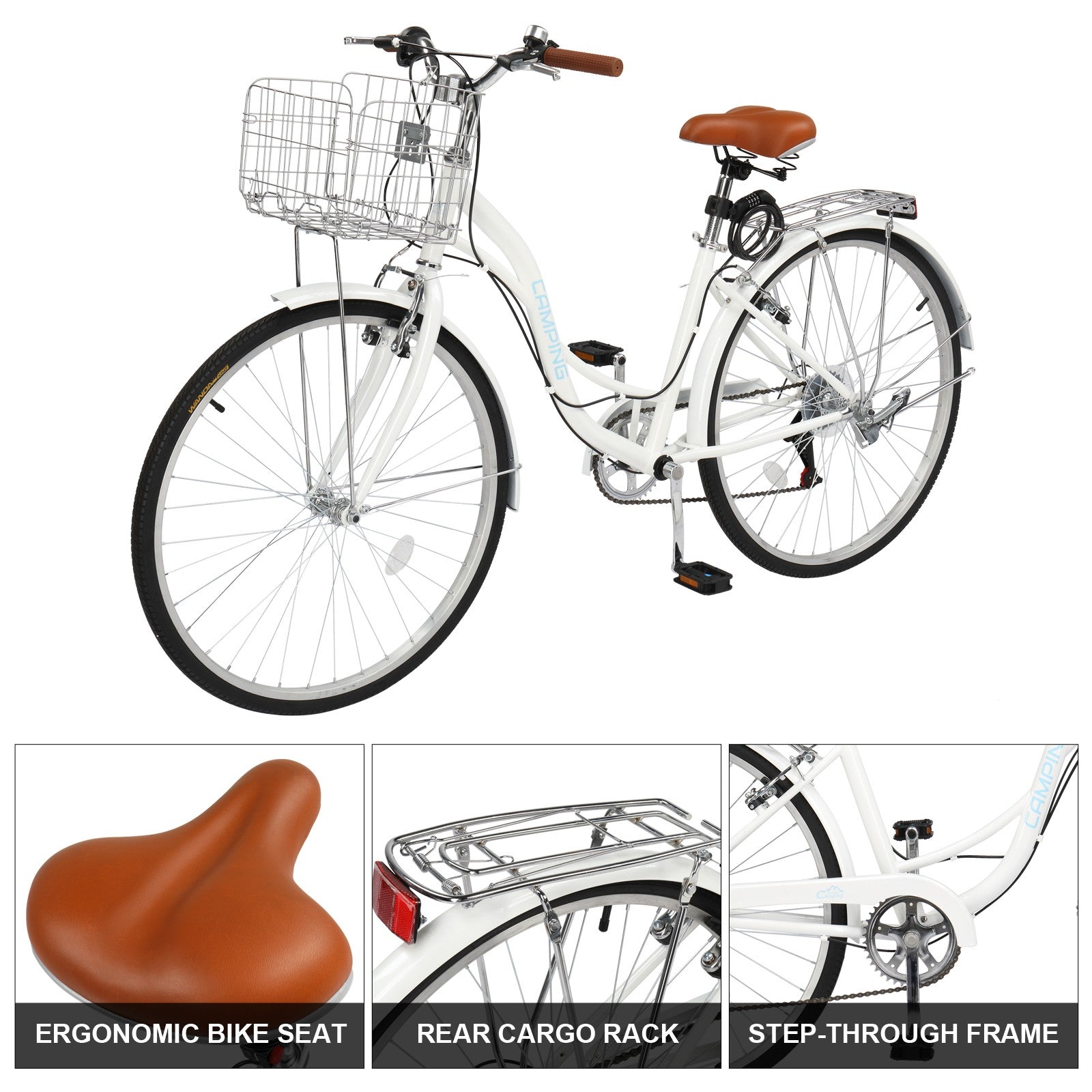 26'' Adults Commuter City Bike 7 Speed Adjustable Seat, High-Carbon Steel Frame