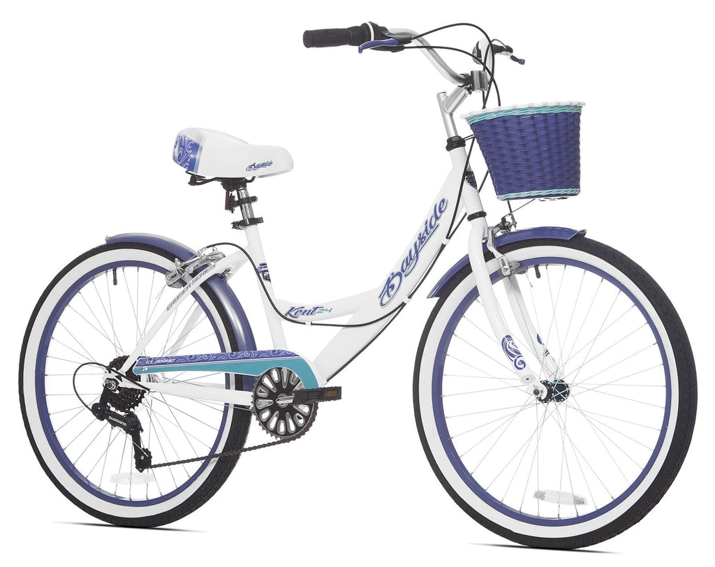 Kent 62443 24" Bayside Multi-Speed Girl's Bike, White/Purple